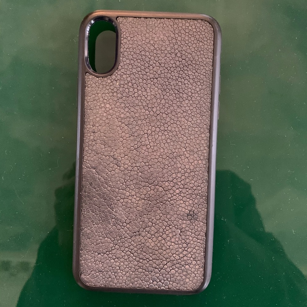 iPhone XS/X Genuine Stingray Leather Case Navy